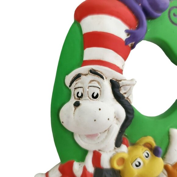 Cat In Hat Christmas Ornament Wreath Monkey Dog Scarf Dr Seuss Henson Vintage - Picture 4 of 7